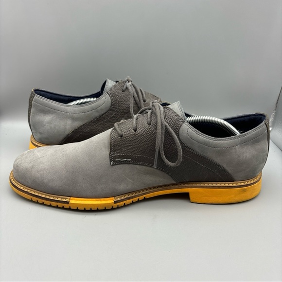 Cole Haan Derby Men's Size 12 M Gray Suede Yellow Soles Casual Shoes (Stains) - Picture 9 of 14
